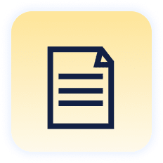 Icon of a document with text lines on a yellow background and a blue border.