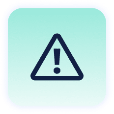 A teal warning icon with an exclamation mark inside a triangle symbolizing mvr systems ability to stay alerted.